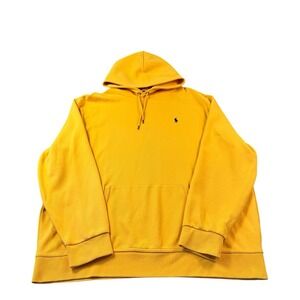 Polo Ralph Lauren Yellow‎ Blue Pony Logo Double knit Hoodie Size Men's 2XL XXL